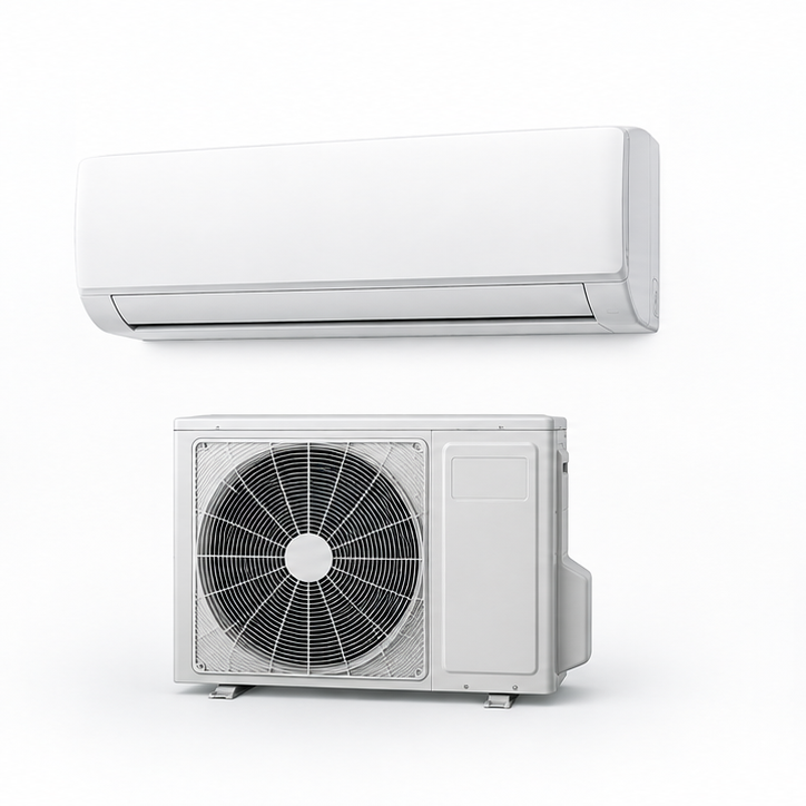 Split air conditioner with indoor and outdoor units